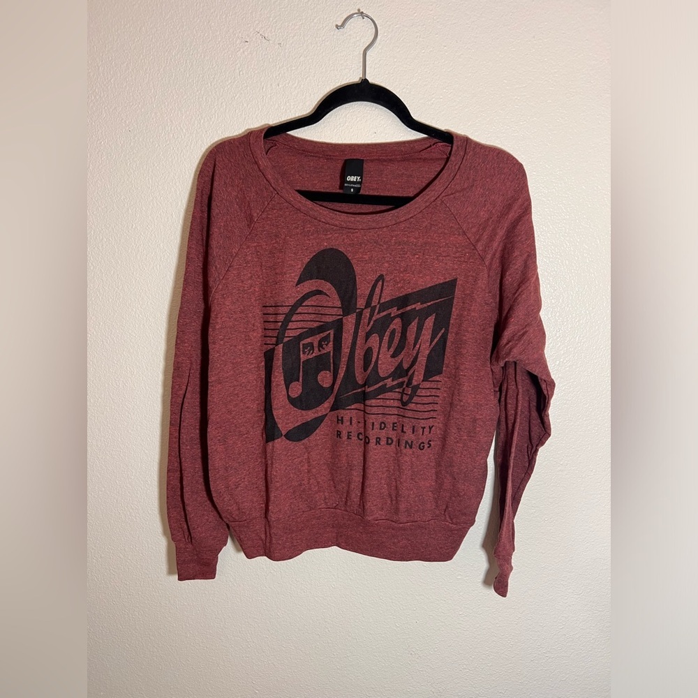 Obey Hi-Fidelity Recordings Graphic Sweatshirt Size S NWOT